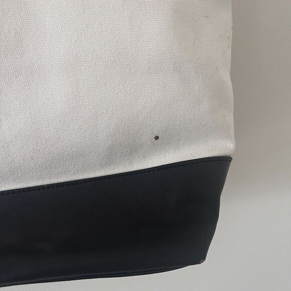 Nine West Bags Black And Cream Canvas Tote Purse 15"x11" - Picture 4 of 5